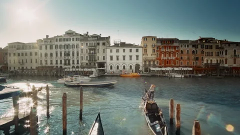 Gondolas in Venice, Italy Stock Footage 220189663