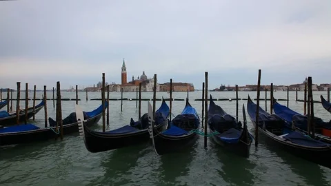 Gondolas in Venice - Slow Motion Stock Footage 104286466