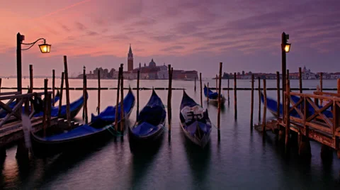 Gondolas in Venice, time lapse Stock Footage 39101005