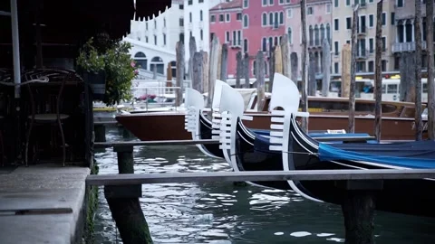 Gondolas in Venice. Views in Venice. Close up Stock Footage 238738568
