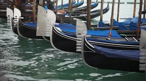 Gondolas on the water in Venice Stock Footage 54619767
