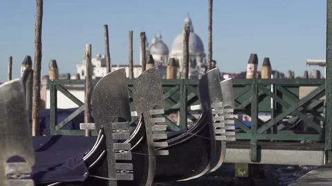 Gondolas waving while moored Stock Footage 82432143