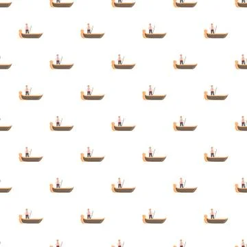 Gondolier in gondola seamless repeating pattern background 스톡 일러스트
