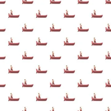 Gondolier rowing boat pattern for venice tourism Stock Illustration