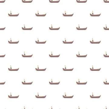 Gondolier rowing boat repetitive pattern on white Stock Illustration