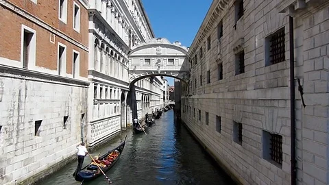 Gondolier In Venice Stock Footage 94179707