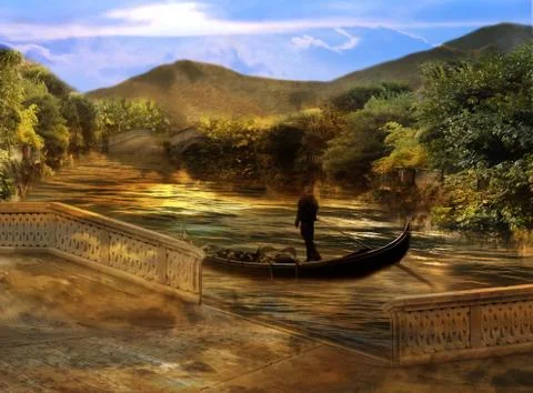 Gondolier`s navigation Stock Photos