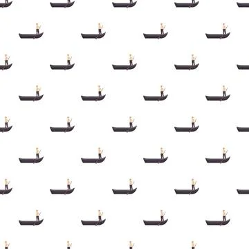 Gondoliers rowing boats creating repeating pattern background イラスト素材