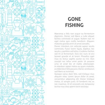 Gone Fishing Line Pattern Concept Illustrazione stock
