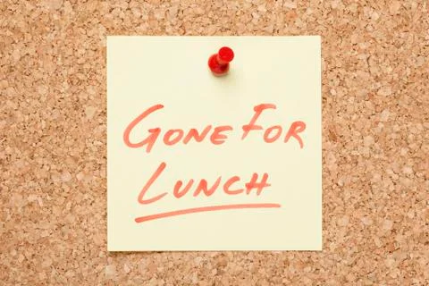 Gone For Lunch Sticky Note Foto stock