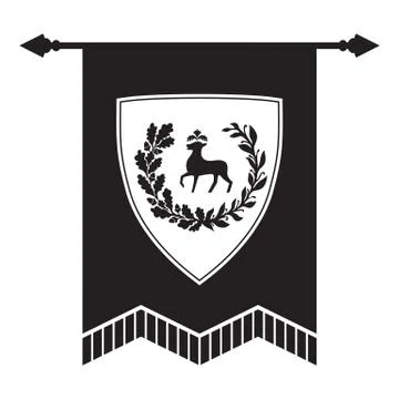 Gonfalon - shield with doe, laurel and oak wreath Stock Illustration