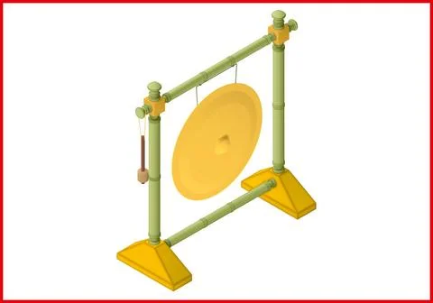 Gong flat vector 3d illustration gong isometric perspective view flat vect... Stock Photos