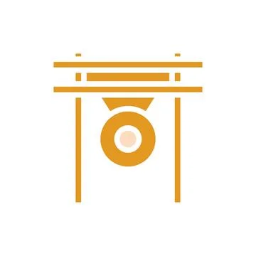 Gong icon solid orange yellow colour chinese new year symbol perfect. Illustrazione stock