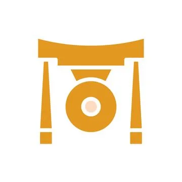 Gong icon solid orange yellow colour chinese new year symbol perfect. Illustrazione stock