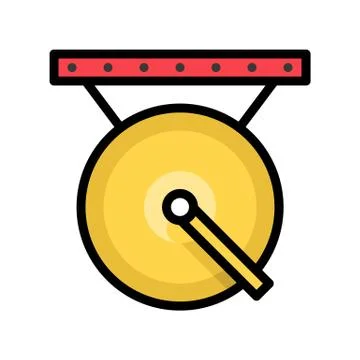 Gong vector, Chinese New Year related filled style icon editable stroke Stock Illustration
