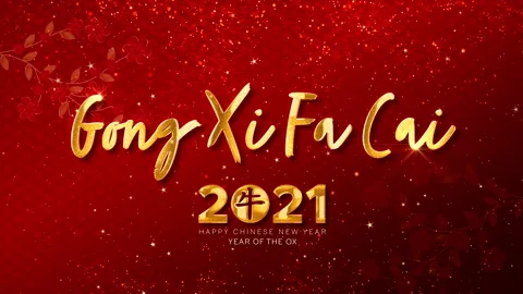 Gong xi fa cai Happy Chinese New Year, year of the Ox 2021. Stock Footage 142080452