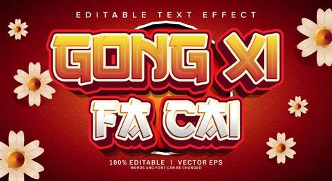 Gong xi fa cai vector text effect with modern style design Stock Illustration