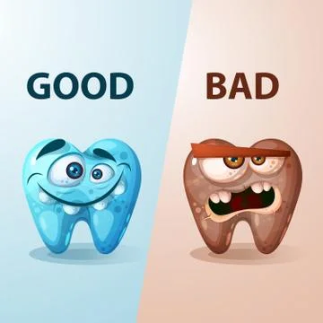 Good and bad tooth illustration. Stock Illustration