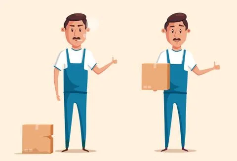 Good and bad workers in uniform. Cartoon vector illustration Stock Illustration