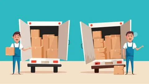 Good and bad workers in uniform. Transport company Stock Illustration