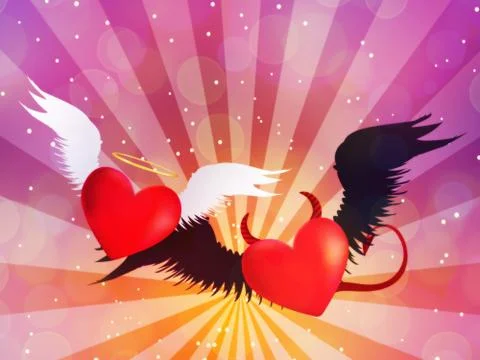 Good and evil hearts background Stock Illustration