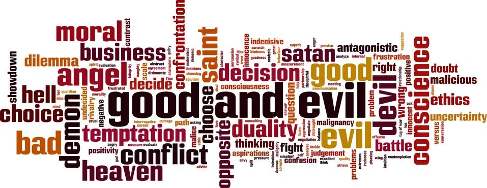 Good and evil word cloud Stock Illustration