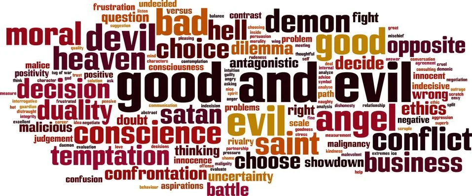 Good and evil word cloud イラスト素材