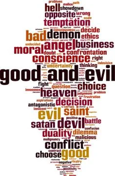 Good and evil word cloud Stock Illustration