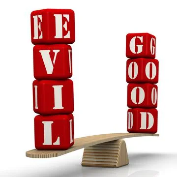 Good and evil.Comparison on the scales 스톡 일러스트