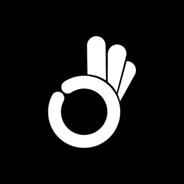 Good and OK or abstract okey. Hand symbol gesture logo design templatet in wh Stock Illustration
