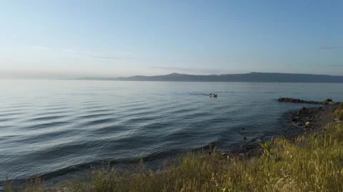 Good angle view of boat moving in the sea Stock Footage 310461862