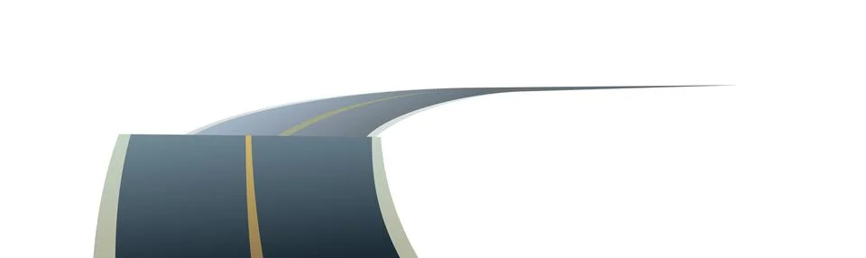 Good asphalt road. Sharp turn after hill. Quality modern empty highway. Subur Stock Illustration