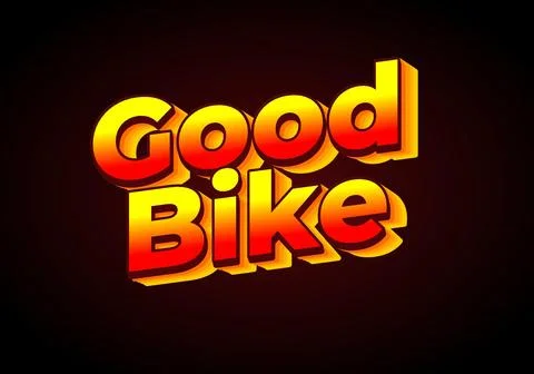 Good bike. Text effect in 3D look. Gradient yellow red color. dark red back.. Stock Illustration
