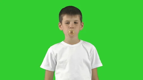 Good boy with a bubble gum, isolated Video stock 96470128