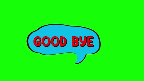 Good Bye comic text bubble animation in blue and red on green screen Stock Footage 314392588