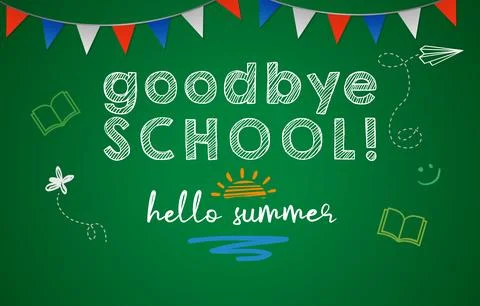 Good bye school black board drawing Stockillustratie