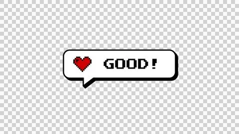 GOOD! comment balloon in 8-bits neubrutalism pixel art style. Illustrazione stock