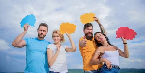 Good communication. People speak using speech bubbles. Communication occurs Stock Photos