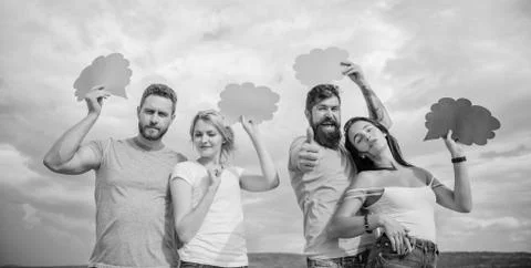 Good communication. People speak using speech bubbles. Communication occurs Stock Photos