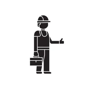 Good construction work black vector concept icon. Good construction work flat Illustrazione stock