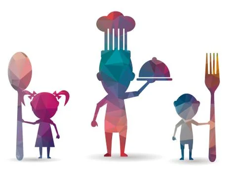 Good cook low poly icon Stock Illustration