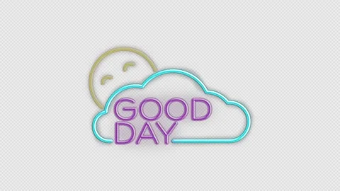 Good day neon sign loop on alpha channel transparent background Stock Footage 343672060