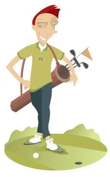 Good day for playing golf, man illustration Stock Illustration