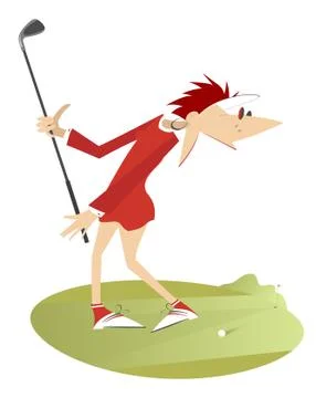 Good day for playing golf for young woman Stock Illustration