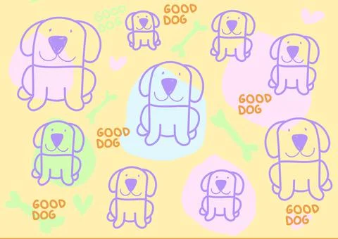 Good Dog Pattern | Cute and funny dog | Dogs | Pastel colors dogs Stock Illustration
