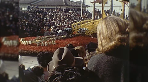 The Good Earth Float Rose Parade Tournament Roses Vintage Film Home Movie  Stock Footage 68940744