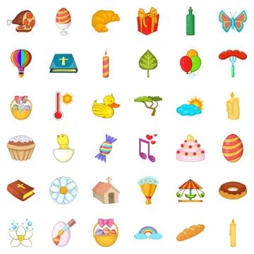 Good easter icons set, cartoon style Illustrazione stock