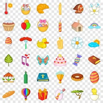 Good easter icons set, cartoon style Stock Illustration