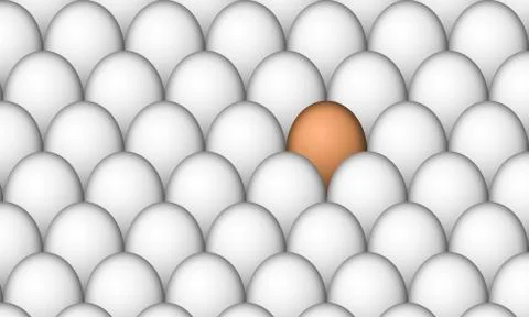 The Good Egg - Brown Egg Amongst White Eggs Stock Illustration