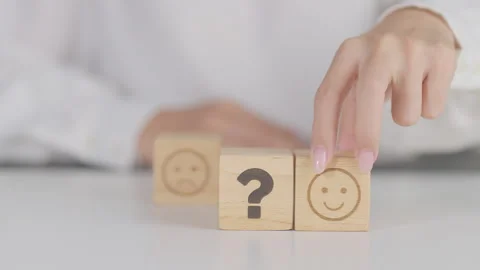 Good Emotion face with Question block, Mental health Assessment, Psychology.. Stock Footage 318575088